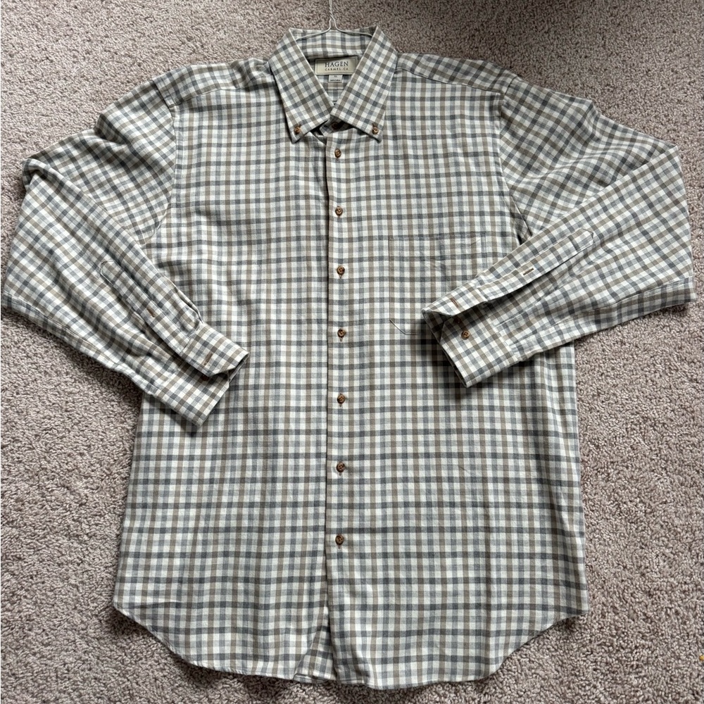 Men's Checkered Dress Shirt - Gray and White